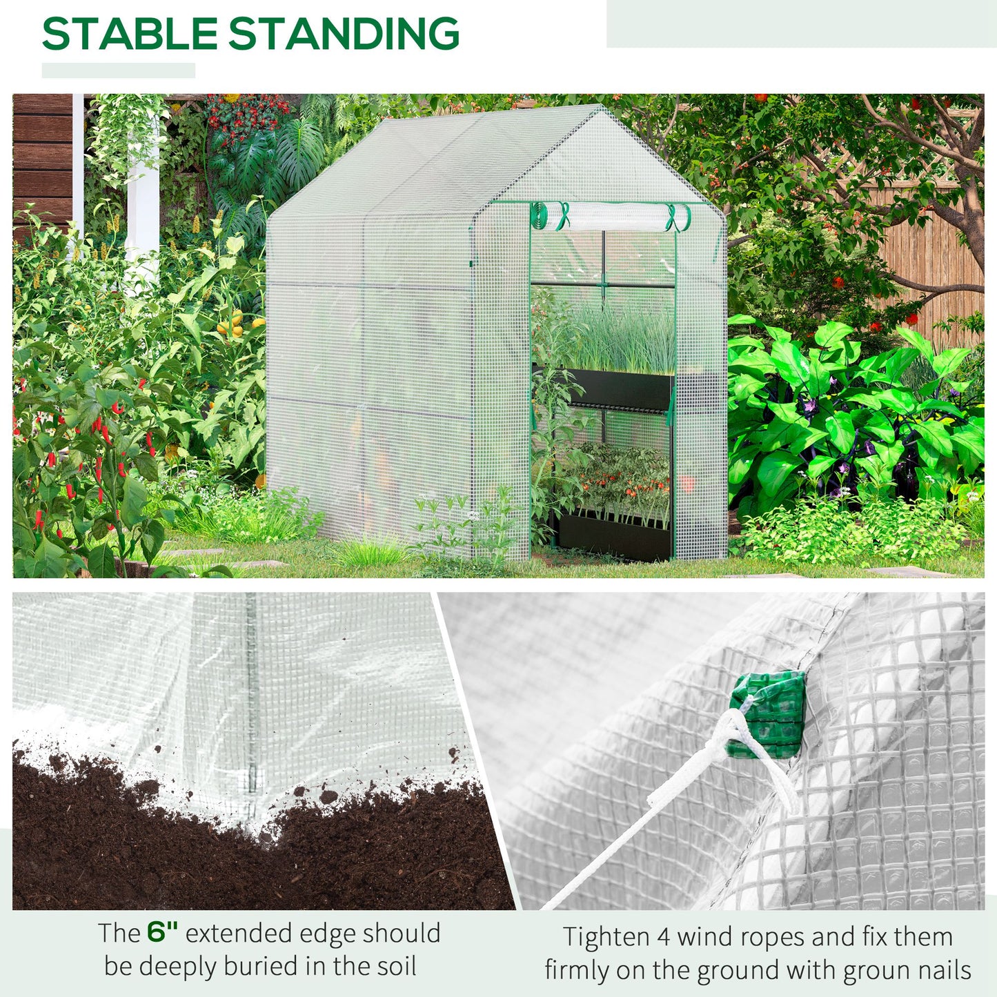 73" x 47" x 75" Walk-in Greenhouse Outdoor Portable Plant Flower Growth Warm House Garden Tunnel Shed with Roll-up Door 