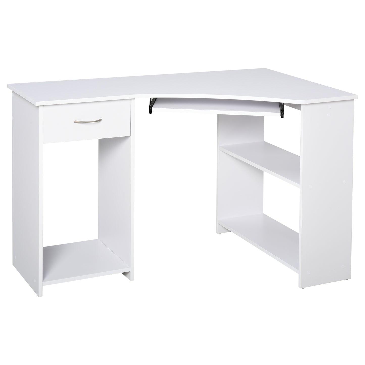 47" L-Shaped Desk with Keyboard Tray, Computer Corner Desk for Small Space with Shelves, Drawer, CPU Stand, Home Office 
