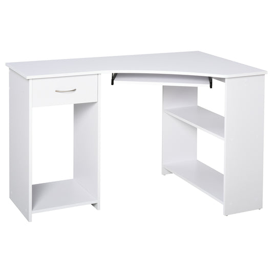 47" L-Shaped Desk with Keyboard Tray, Computer Corner Desk for Small Space with Shelves, Drawer, CPU Stand, Home Office 
