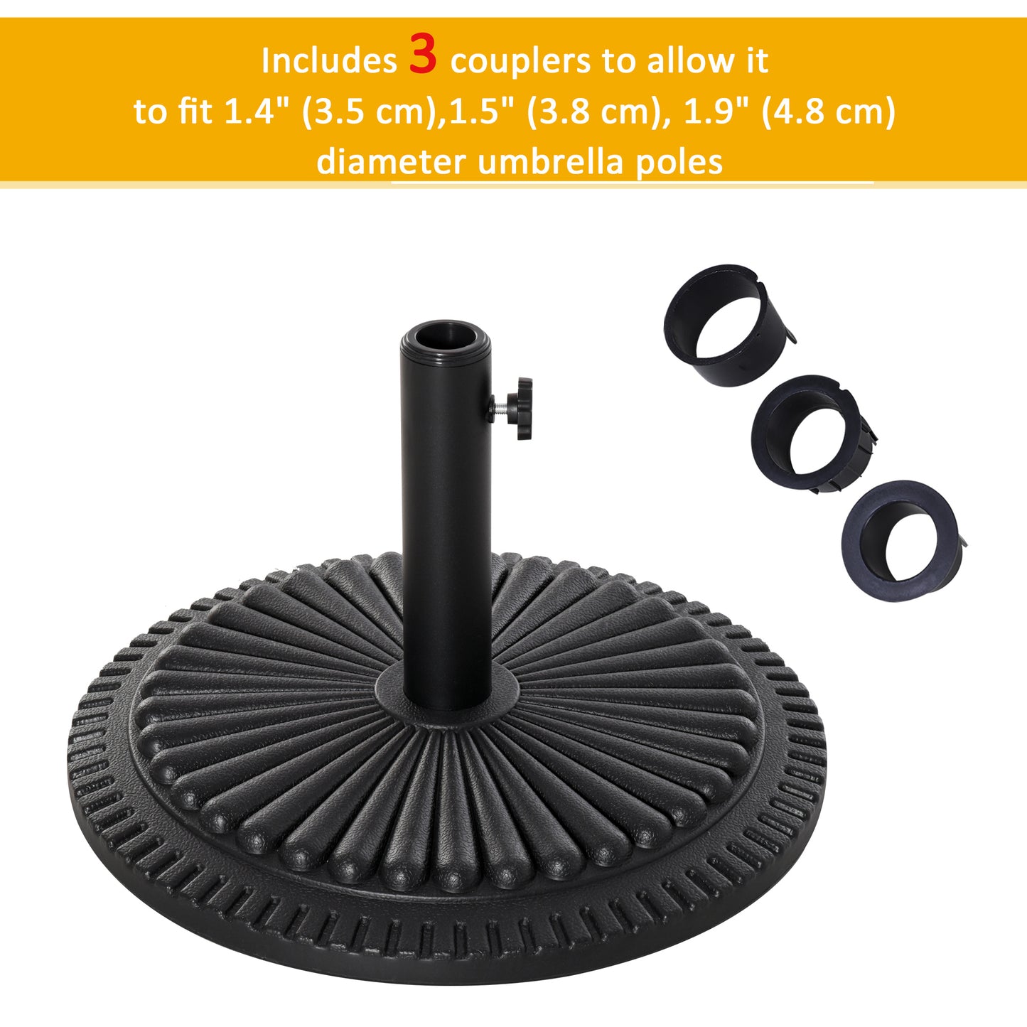 Patio Umbrella Base Stand, Round Cement Parasol Holder for Outdoor, Patio, Garden, Beach, Fits Φ1.4", Φ1.5" and Φ 2" Pol
