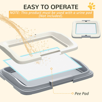 18" x 13" Pee Pad Holder, Dog Potty Tray for Indoor Outdoor, Easy to Clean Dog Training Toilet Pee Pad Tray, Grey
