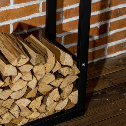 23.6" x 9.8" x 59.1" Firewood Rack Outdoor, Log Holder Fireplace Storage Rack with Handles and 220 lbs. Weight Capacity,
