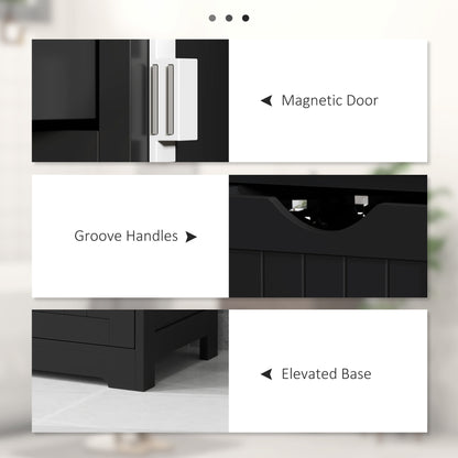 Bathroom Storage Cabinet, Floor Cabinet with Adjustable Shelf and 4 Drawers, Side Cabinet for Washroom, Black