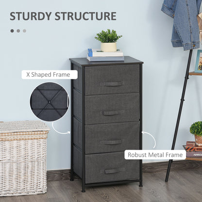 Linen Drawer Cabinet Organizer Storage Dresser Tower with 4 Removable Drawer Metal Frame Adjustable Feet for Living Room