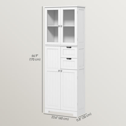 Tall Bathroom Storage Cabinet, Floor Bathroom Cabinet with Adjustable Shelves, for Kitchen, Living Room, White