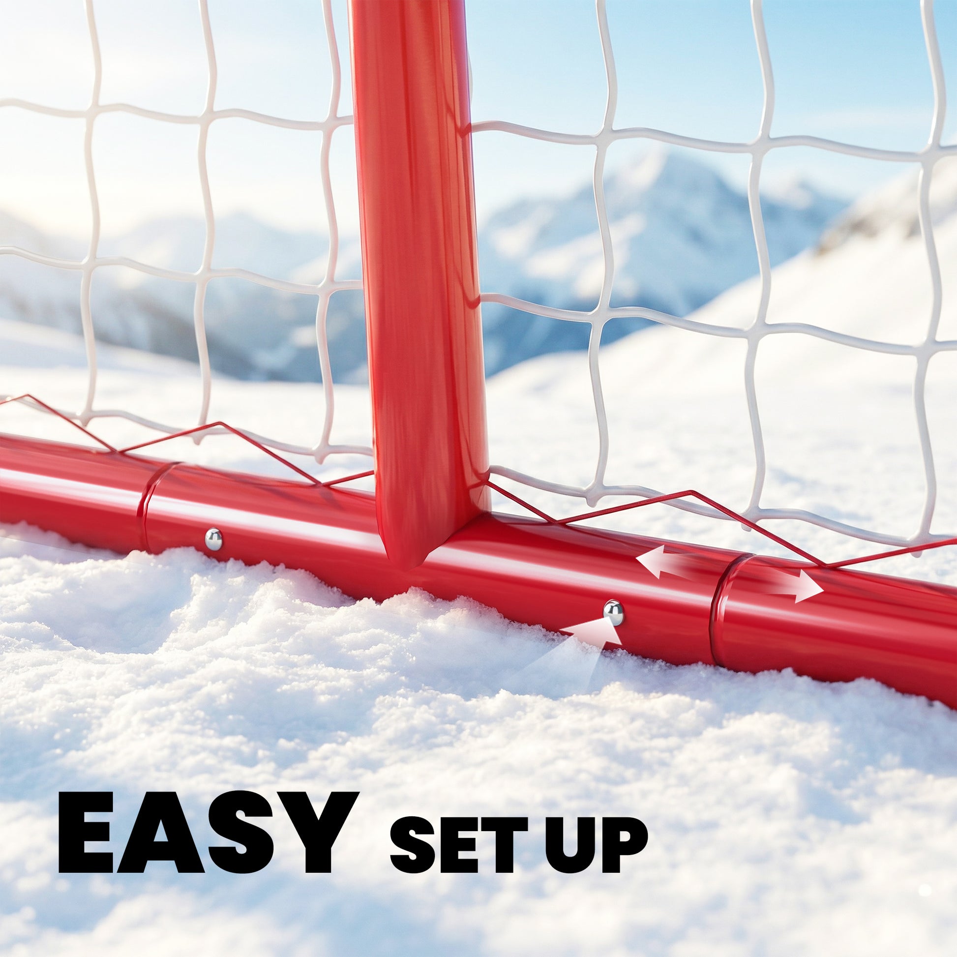 Soozier 3' x 2' Mini Hockey Goal, Easy Setup Hockey Net with Metal Frame, Lightweight & Portable