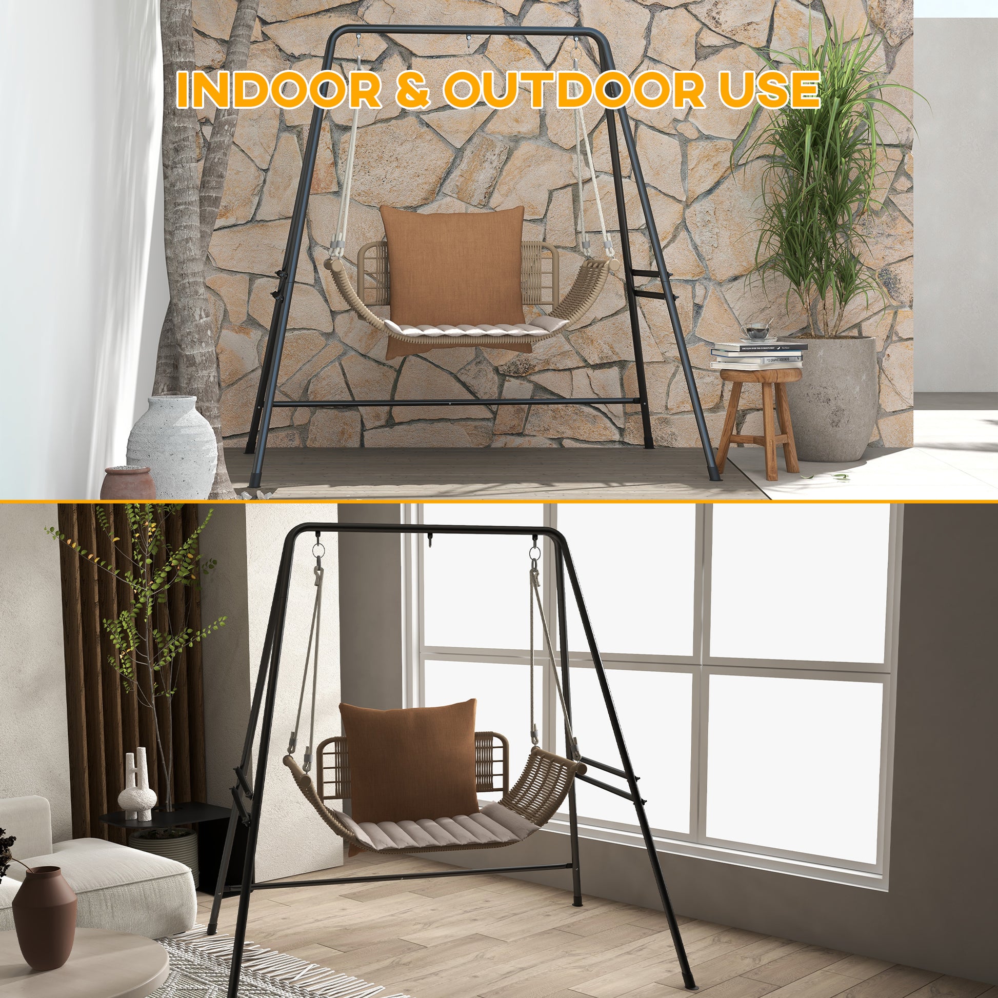 Hammock Chair Stand, Hanging Heavy Duty Metal Frame Hammock Stand for Hanging Hammock Air Porch Swing Chair, Egg Cahir, 