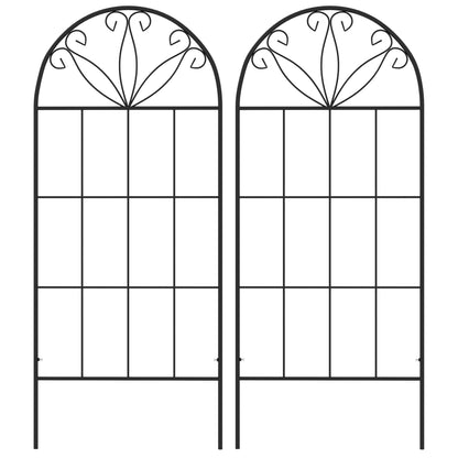Metal Garden Trellis Pack of 2 for Climbing Plants, Arched Grid Trellis Panels, 20" x 47", Black