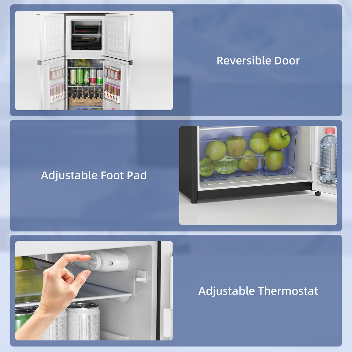 Double Door Mini Fridge with Freezer, 4.6 Cu.Ft Small Refrigerator with Thermostat, Shelves, Reversible Door, Silver
