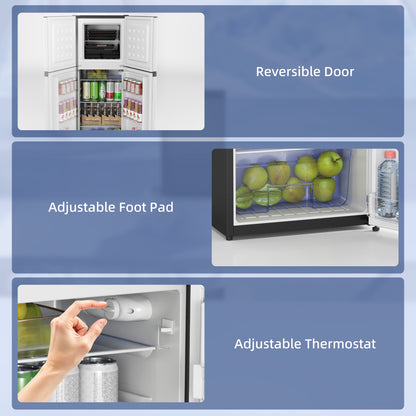 Double Door Mini Fridge with Freezer, 4.6 Cu.Ft Small Refrigerator with Thermostat, Shelves, Reversible Door, Silver
