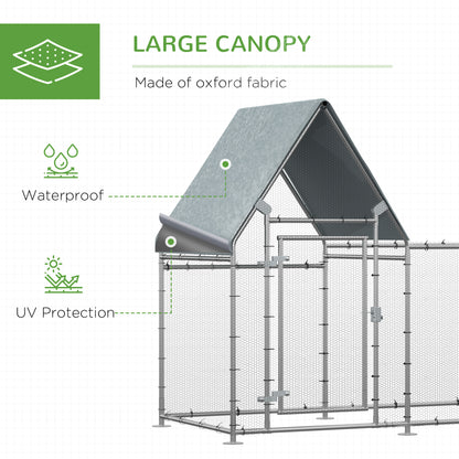 Walk In Chicken Run, Large Galvanized Chicken Coop, Hen Poultry House Cage, Rabbit Hutch Metal Enclosure w/ Water-Resist