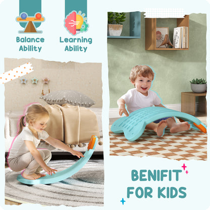 Qaba 24.4" Kids Balance Board, Wobble Board Toddler Curved Rocker, Preschool Balance & Sensory Play Toy, Ages 3-6 Light 