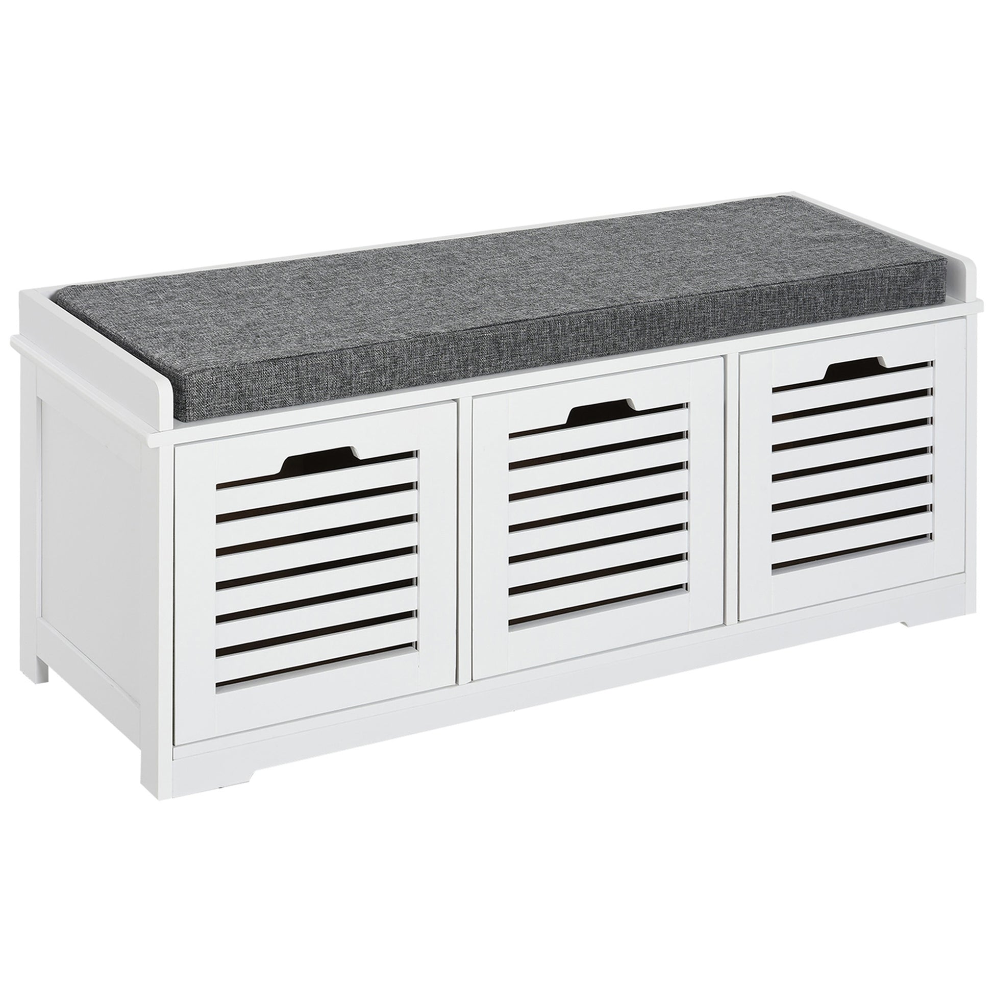 Upholstered Shoe Cabinet Storage Bench with Padded Cushion, with 3 drawer Enough Storage Space Bench Stool for Living Ro