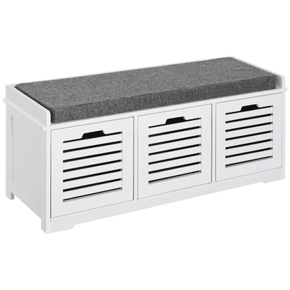 Upholstered Shoe Cabinet Storage Bench with Padded Cushion, with 3 drawer Enough Storage Space Bench Stool for Living Ro