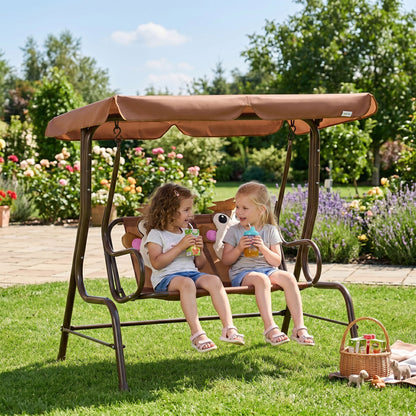 2-Seat Kids Porch Swing Chair, Children Outdoor Patio Furniture Lounge Chair for Garden, with Adjustable Canopy, Seat Be