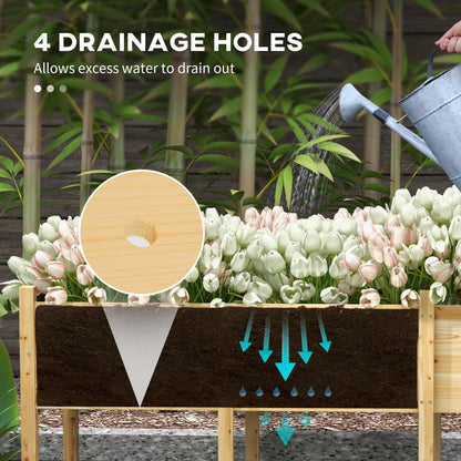Wooden Raised Garden Bed Planter, Large Elevated Planter Box with Legs, Bed Liner and Drain Holes, 7.4' x 1.8' x 2.6'