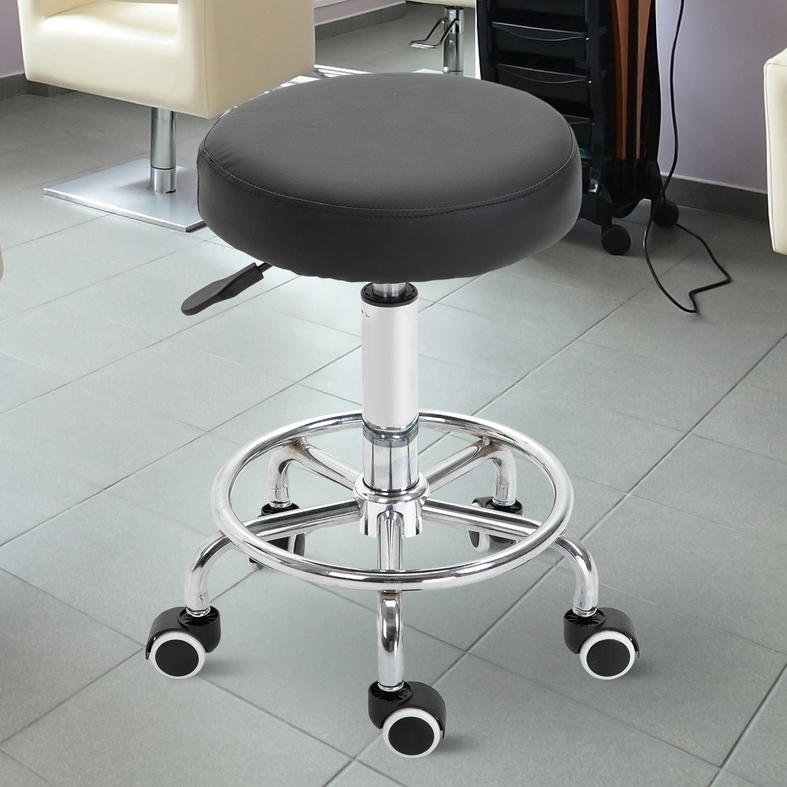 Adjustable Swivel Salon Stool Hydraulic PU Barber Rolling Massage Tattoo Chair Bar Beauty SPA Seat, Black