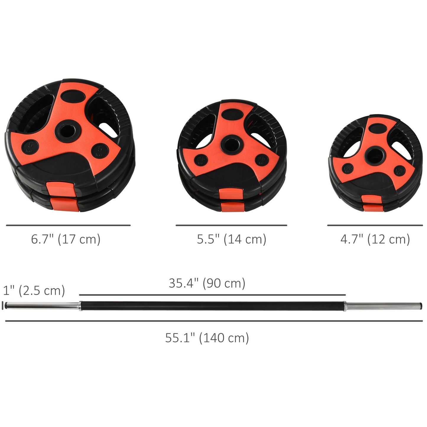Soozier 44lbs Adjustable Barbell Weight Set, Solid One-Piece Barbell Bar and Weights for Home Gym Weight Lifting Strengt