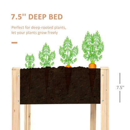 46'' x 24'' Raised Garden Bed, Wooden Elevated Planter Box with Non-Woven Liner for Vegetable, Flower, Herb in Patio, Ba