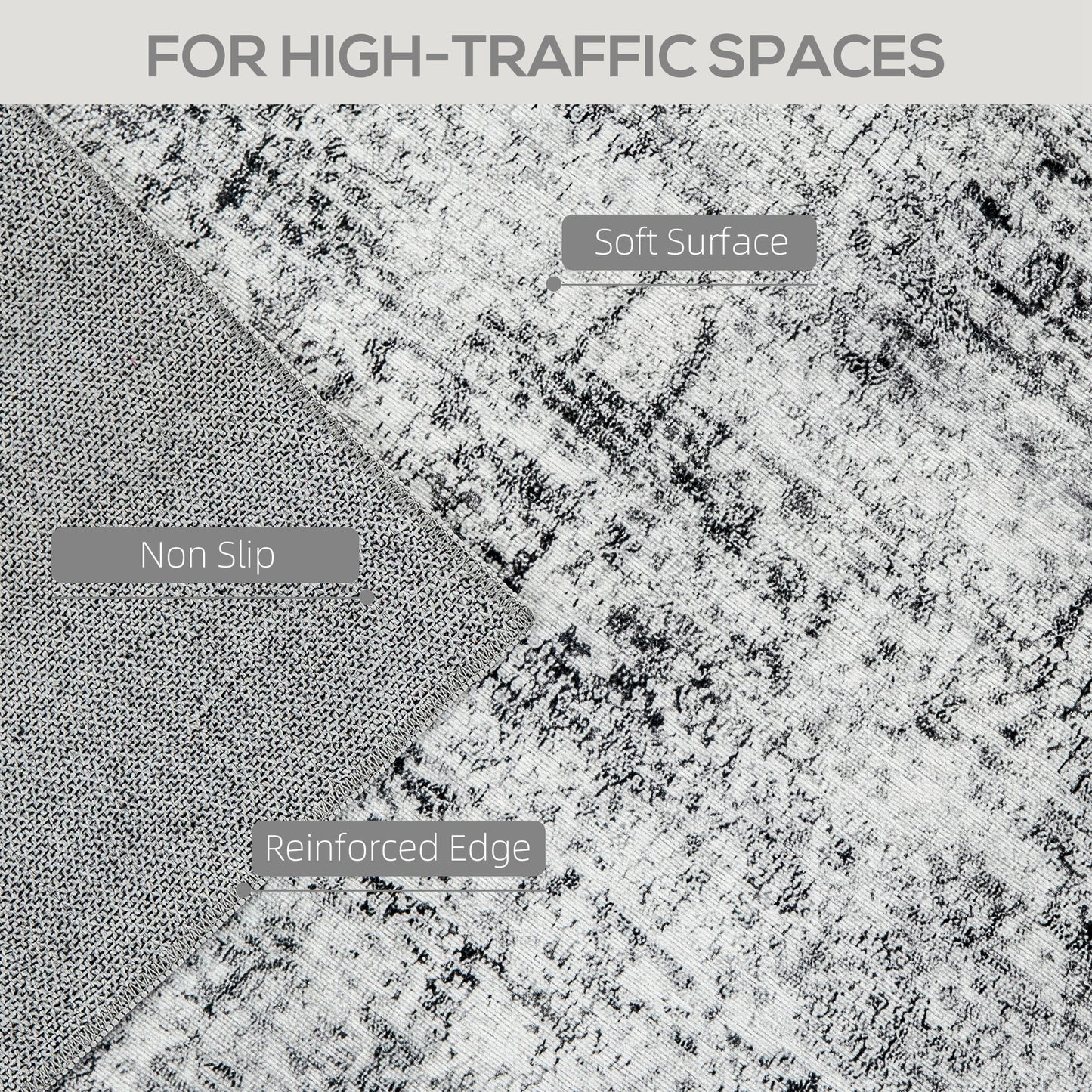 Area Rug for Living Room 5x7, Modern Abstract Machine Washable Rug, Non-Slip Carpet for Bedroom, Dining Room, Grey