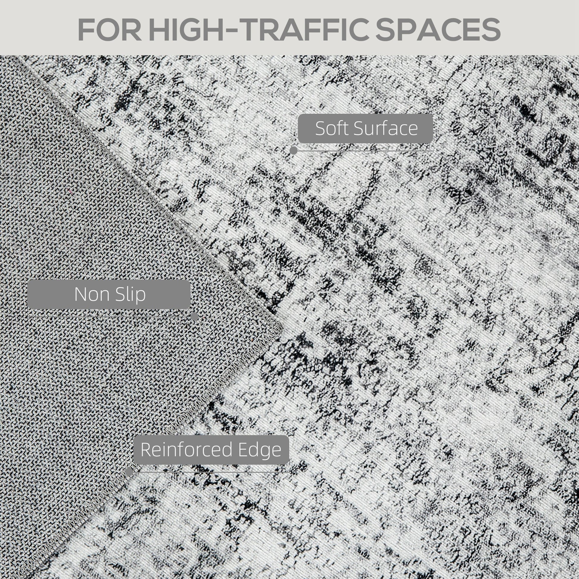 Area Rug for Living Room 5x7, Modern Abstract Machine Washable Rug, Non-Slip Carpet for Bedroom, Dining Room, Grey
