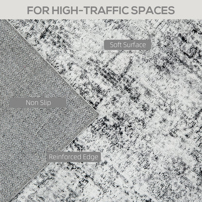 Area Rug for Living Room 5x7, Modern Abstract Machine Washable Rug, Non-Slip Carpet for Bedroom, Dining Room, Grey