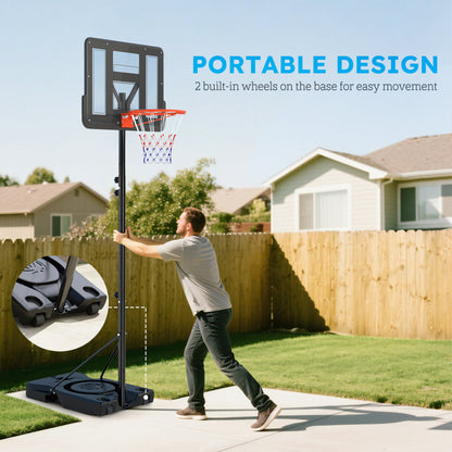 Soozier Basketball Hoop Outdoor, 4.6-10ft Portable Basketball Goal with Wheels and 43" Backboard, for Teenagers Youth Ad