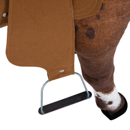 Qaba Standing Ride on Horse, Plush Pony Toy for Kids with Neighing Sound, Soft Padding, for Cowboy Cowgirl Aged 3-8 Year