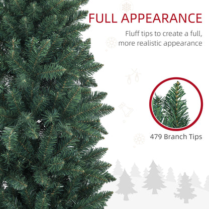 6ft Tall Pencil Artificial Christmas Tree with 479 Branch Tips with Steel Base, Green
