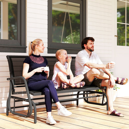 3-Seat Outdoor Glider Chair, Patio Rocking Chair, Steel Frame, Sling Fabric Seat for Garden, Backyard, Lawn, Black