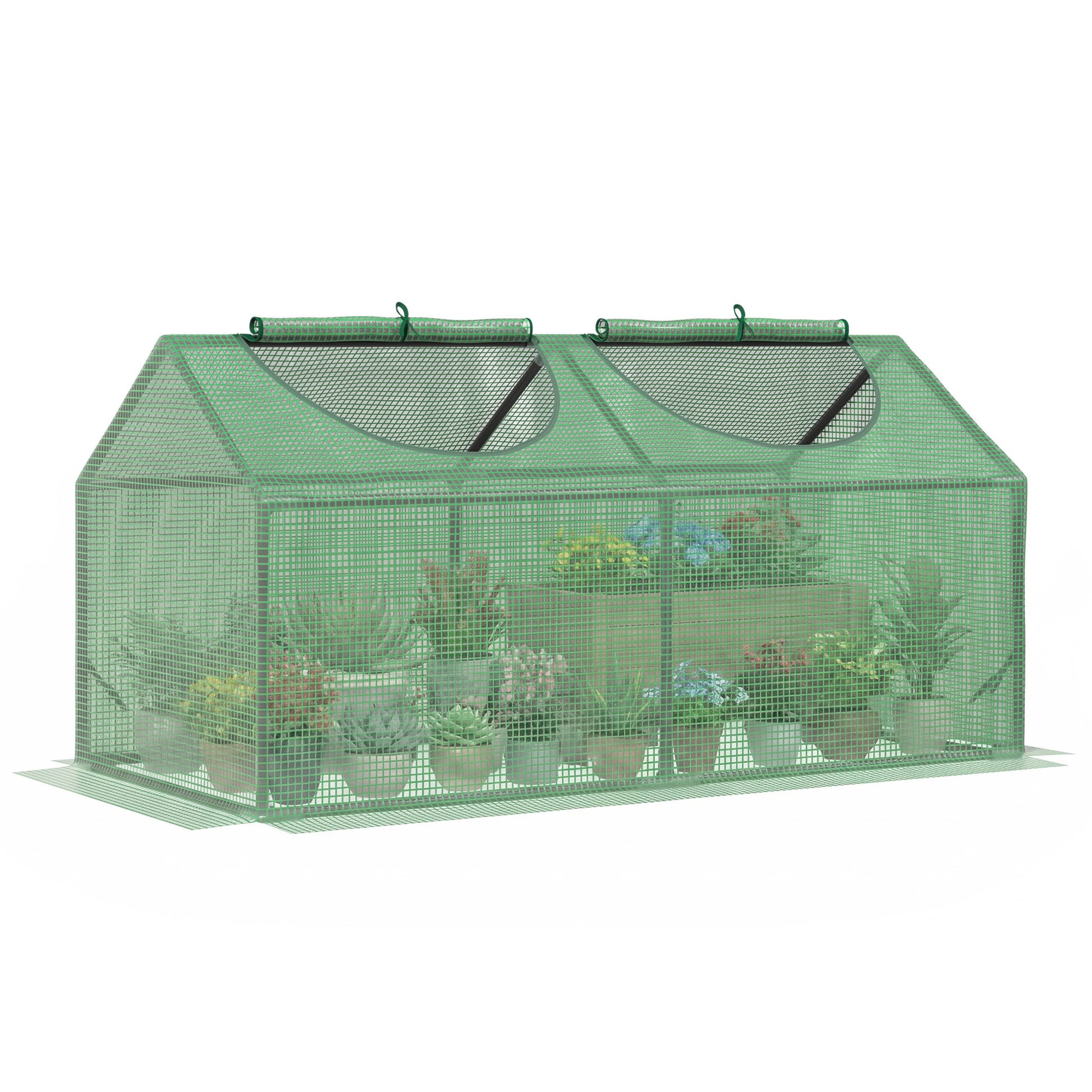 47" x 24" x 24" Portable Mini Tunnel Greenhouse Garden Planting Outdoor Flower Warm House Box with 2 Windows, Steel Fram