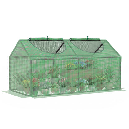 47" x 24" x 24" Portable Mini Tunnel Greenhouse Garden Planting Outdoor Flower Warm House Box with 2 Windows, Steel Fram