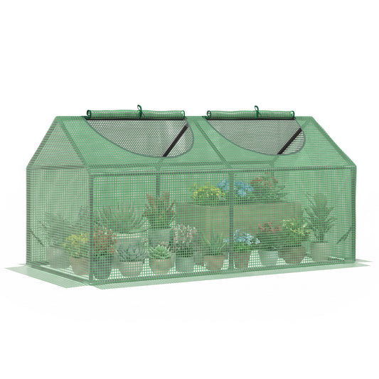 47" x 24" x 24" Portable Mini Tunnel Greenhouse Garden Planting Outdoor Flower Warm House Box with 2 Windows, Steel Fram