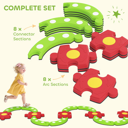 Qaba Kids Balance Beam Stepping Stones with Non-slip Surface for Kids 3-8, Build Coordination and Gross Motor Skills, Gr