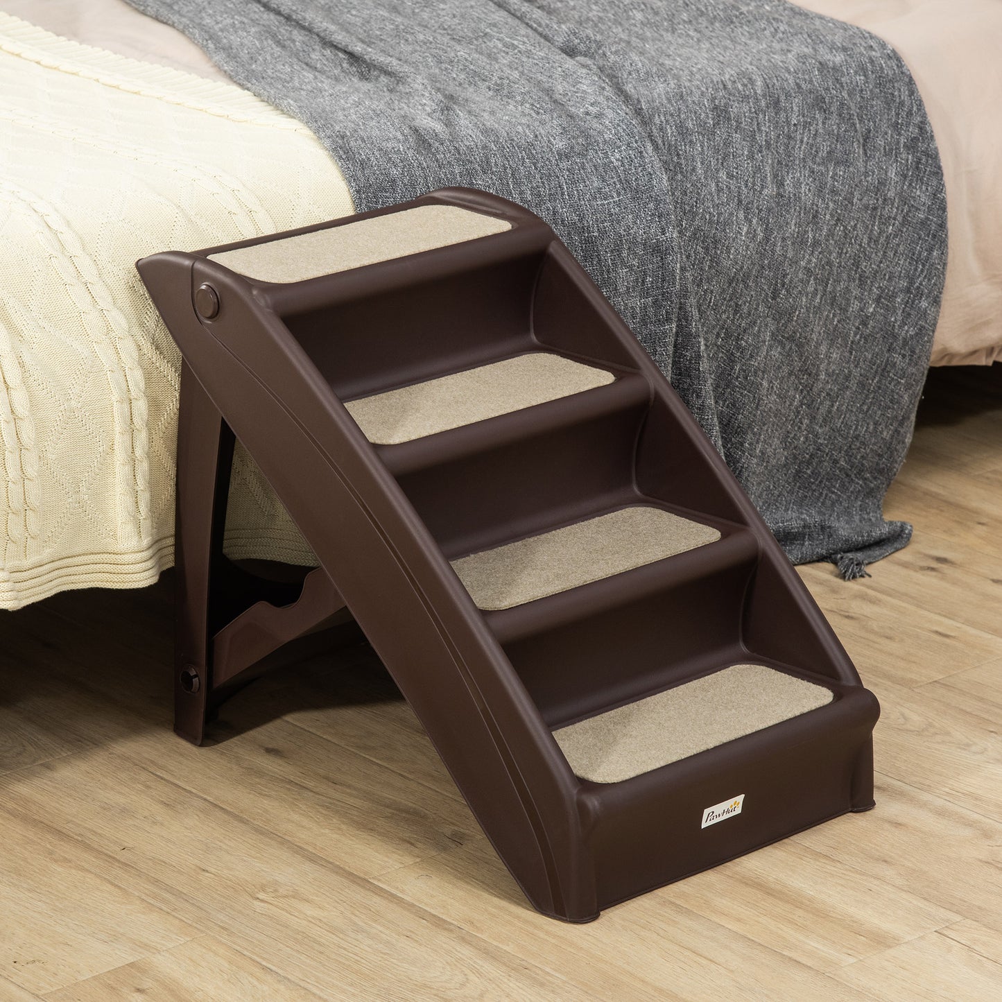 4-Level Portable Pet Stairs, Foldable Dog Ramp, Lightweight Cat Steps, with Nonslip Soft Mats, for High Bed, Sofa, Up to