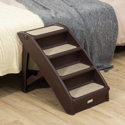 4-Level Portable Pet Stairs, Foldable Dog Ramp, Lightweight Cat Steps, with Nonslip Soft Mats, for High Bed, Sofa, Up to