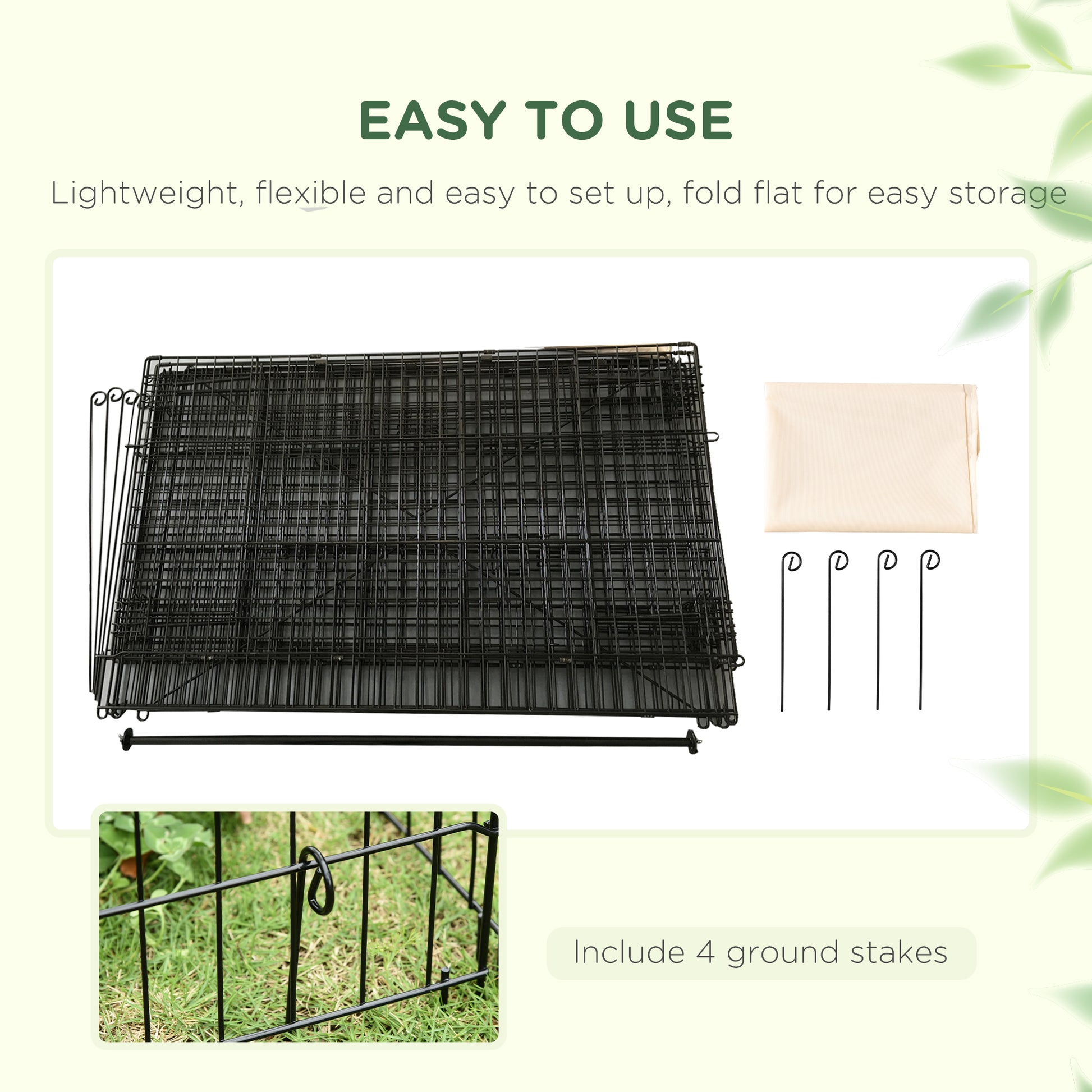 Pet Playpen with Roof, Metal Guinea Pig Cage, Rabbit Pen, Chicken Coop Run, Catio Cat Enclosure with Cover, Doors, Indoo