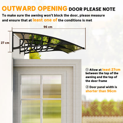 Window Awning Door Canopy, Polycarbonate Front Door Outdoor Patio Cover, Sun Shelter, Hollow Sheet for UV, Rain, Snow an