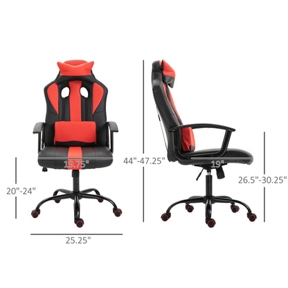 Office Chair High Back Racing Style Gaming Chair Adjustable PU Leather Swivel Computer Task Seat with Lumbar Support and