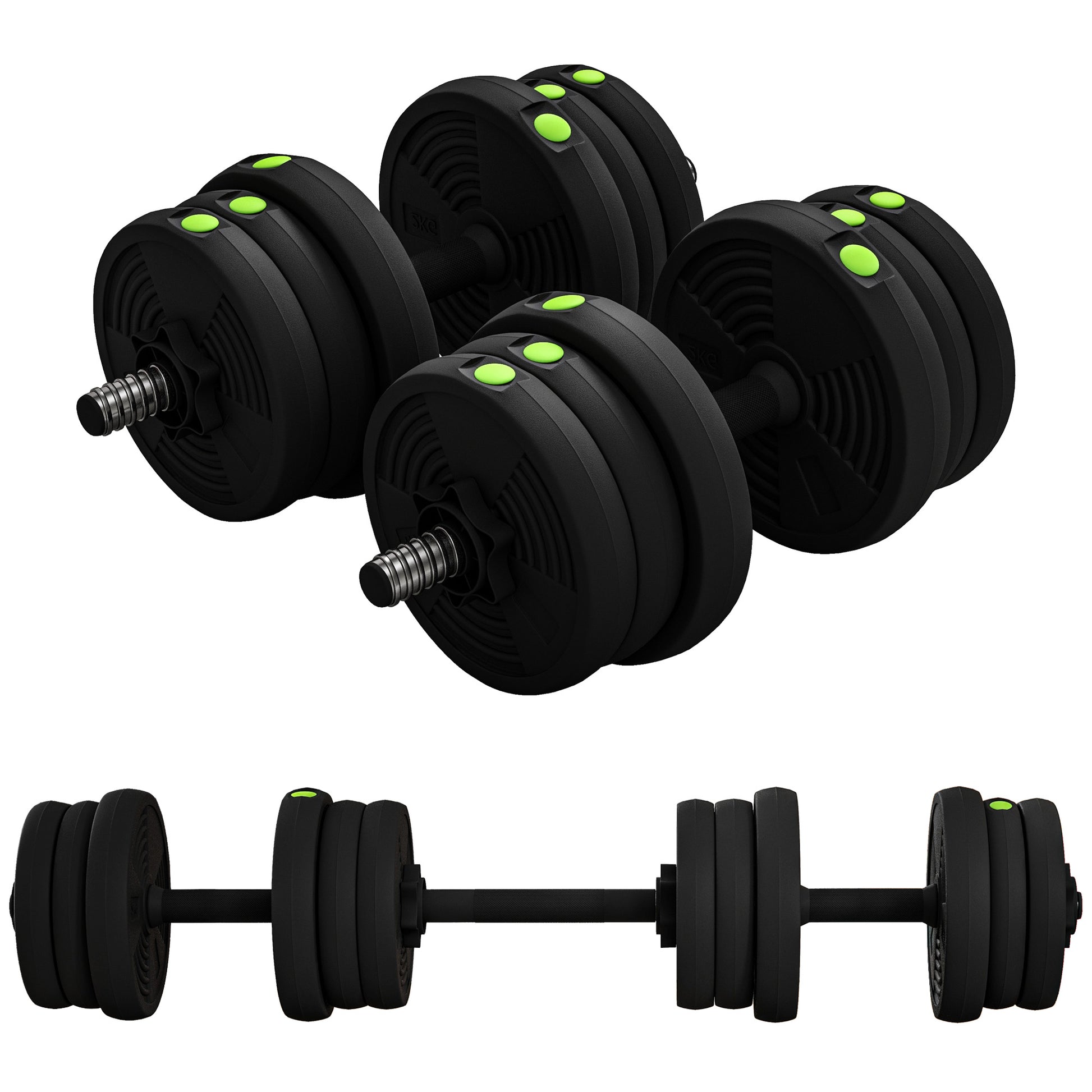 Soozier 44LBS 2-in-1 Adjustable Barbell & Dumbbells Set, Weights Set with Non-slip Handles for Men and Women Home Gym Tr
