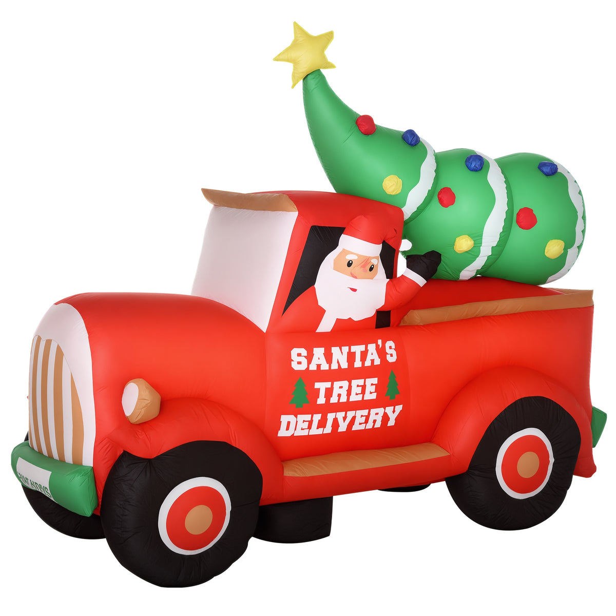6ft Christmas Inflatable Santa Claus Driving A Truck with LED Lights, Blow-Up Outdoor LED Yard Display for Lawn, Garden,