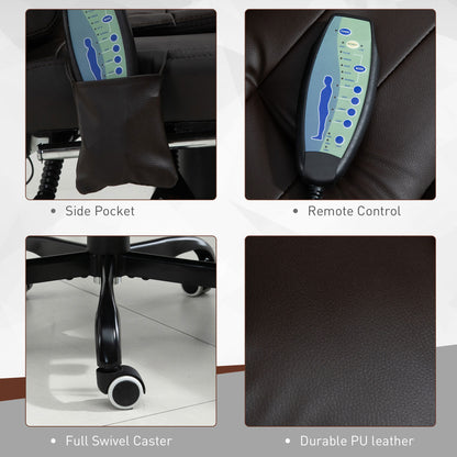 7-Point Vibrating Massage Chair, Reclining Office Chair with Footrest, Reclining Back, Adjustable Height, Brown