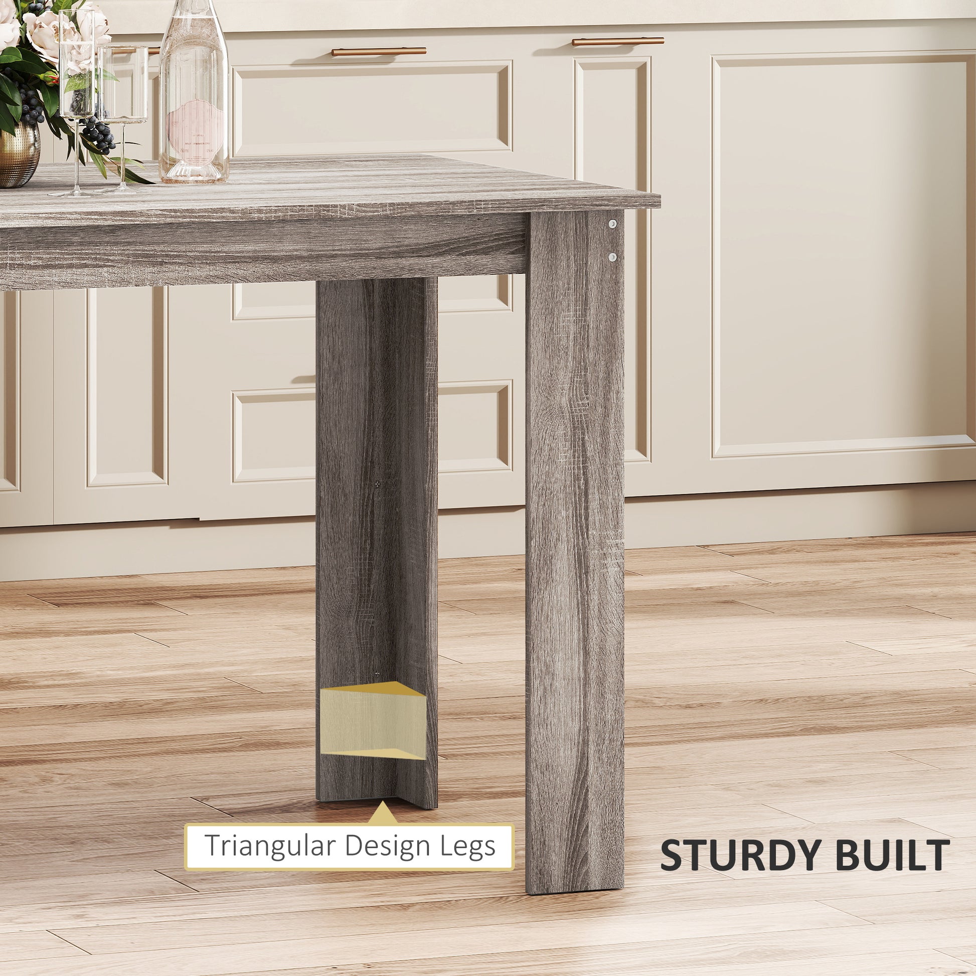 47" Kitchen Table for 4-6 People, Dining Table with Wood Effect for Dining Room, Light Grey