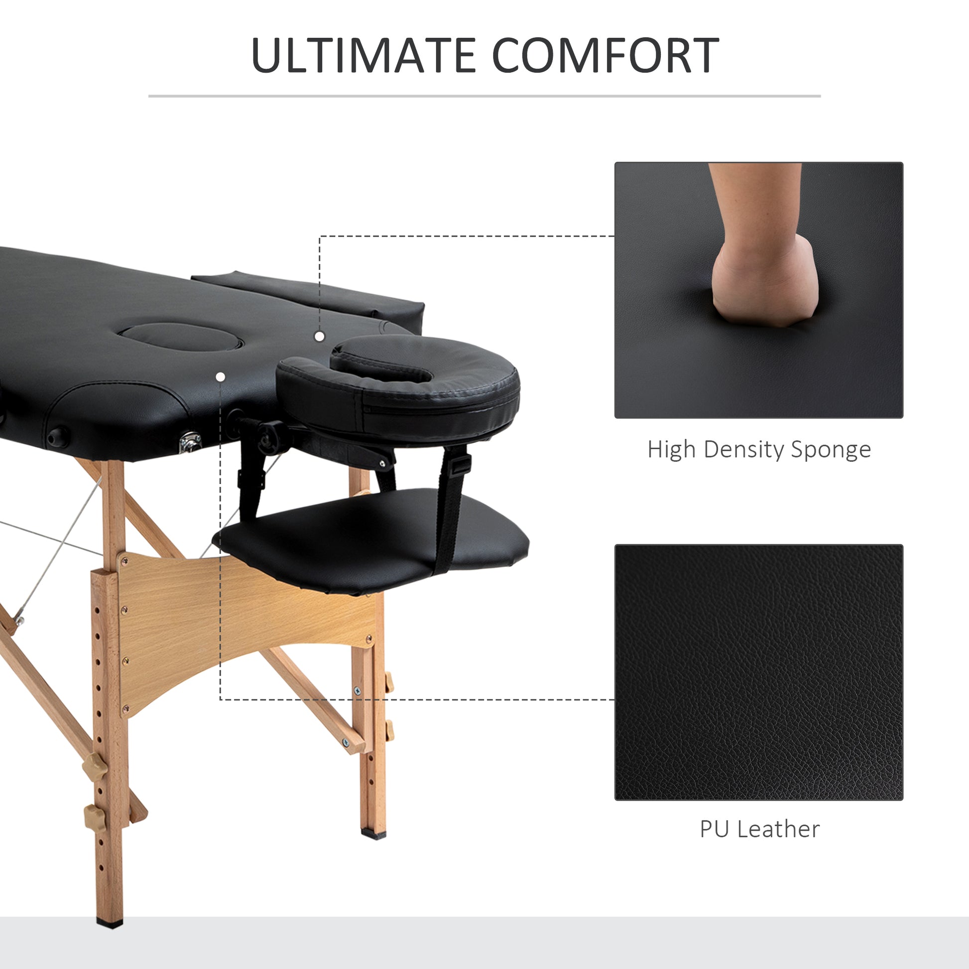 Height Adjustable Professional Salon Spa Facial Couch Bed, Portable Folding Massage Table, Black