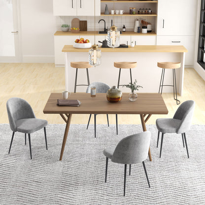 Modern Dining Chairs, Mid-Back Velvet-touch Upholstery Side Chair, Table Chair for Living Room, Dining Room, Grey, Set o