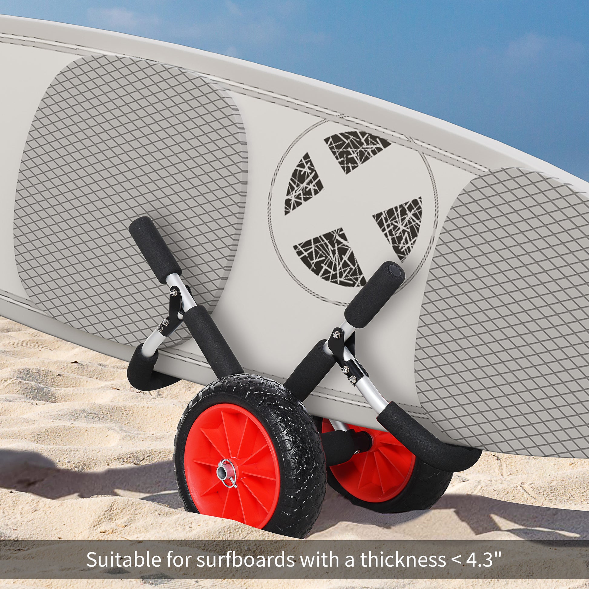 Stand-Up Paddleboard Dolly, Aluminum Surfboard Trolley, Foldable Rolling Cart for SUPs Boat Canoe Carrier Float Mat, Jon