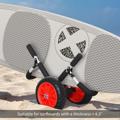 Stand-Up Paddleboard Dolly, Aluminum Surfboard Trolley, Foldable Rolling Cart for SUPs Boat Canoe Carrier Float Mat, Jon