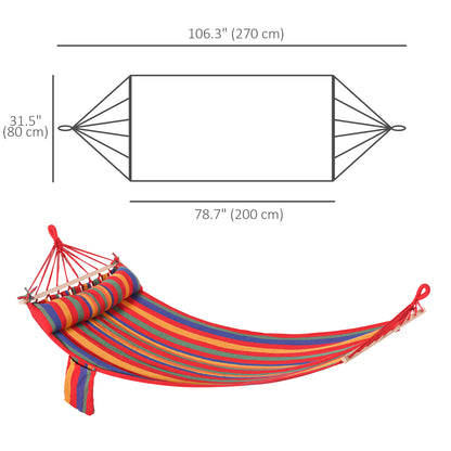 Cotton Hammock Portable Soft Swing Sleeping w/ Headrest & Side Pocket Deluxe Swing Chair for Beach, Yard, Bedroom, Patio