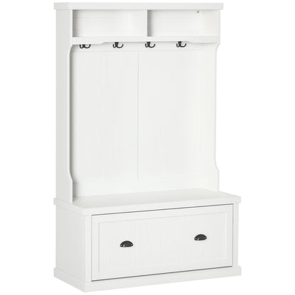 64.5" H Hall Tree with Storage Drawer & Top Shelf, Coat Rack Wooden Entryway Storage Bench Hall Tree Hallway Clothes Bag