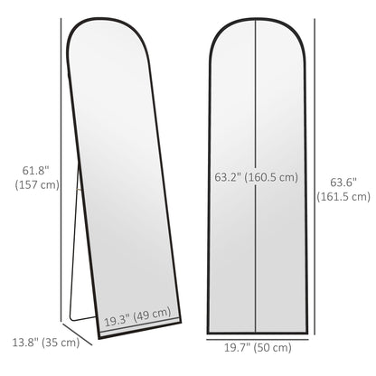 Arched Standing Mirror, 64" x 20" Full Length Mirror, Free Standing or Wall Mounted for Living Room, Bedroom, Black
